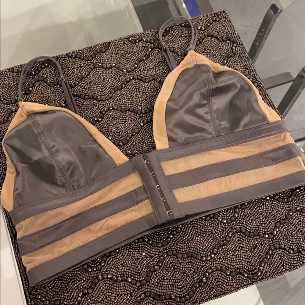 Beach Bunny love haus silver satin bralette